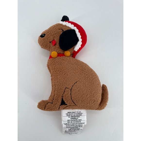 Dog Shaped Toss Pillow Christmas Decor By Wondershop 14.5" x 10" Santa Hat New - Picture 1 of 5
